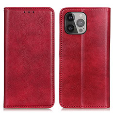 Custodia Portafoglio In Pelle Cover con Supporto L25 per Apple iPhone 13 Pro Rosso