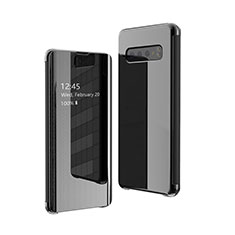 Custodia Portafoglio In Pelle Cover con Supporto Laterale Specchio Cover A01 per Samsung Galaxy S10 Plus Nero