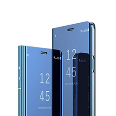 Custodia Portafoglio In Pelle Cover con Supporto Laterale Specchio Cover L01 per Huawei Honor 9X Pro Blu