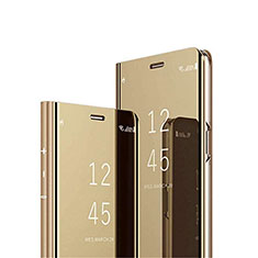Custodia Portafoglio In Pelle Cover con Supporto Laterale Specchio Cover L01 per Huawei Honor 9X Pro Oro