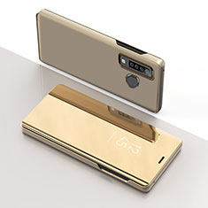 Custodia Portafoglio In Pelle Cover con Supporto Laterale Specchio Cover L01 per Samsung Galaxy A9 (2018) A920 Oro