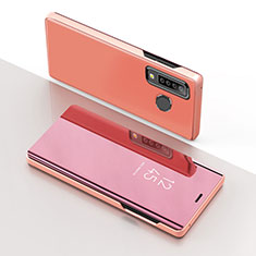 Custodia Portafoglio In Pelle Cover con Supporto Laterale Specchio Cover L01 per Samsung Galaxy A9 (2018) A920 Oro Rosa