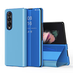 Custodia Portafoglio In Pelle Cover con Supporto Laterale Specchio Cover L01 per Samsung Galaxy Z Fold4 5G Blu