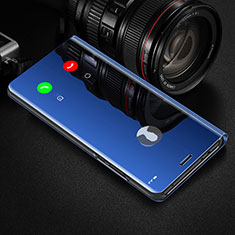 Custodia Portafoglio In Pelle Cover con Supporto Laterale Specchio Cover L01 per Sony Xperia 1 II Blu