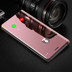 Custodia Portafoglio In Pelle Cover con Supporto Laterale Specchio Cover L01 per Xiaomi Redmi 9 Prime India Oro Rosa