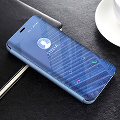 Custodia Portafoglio In Pelle Cover con Supporto Laterale Specchio Cover L02 per Huawei Mate 20 Lite Cielo Blu