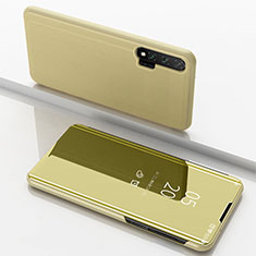 Custodia Portafoglio In Pelle Cover con Supporto Laterale Specchio Cover L02 per Huawei Nova 6 5G Oro