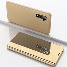 Custodia Portafoglio In Pelle Cover con Supporto Laterale Specchio Cover L02 per Samsung Galaxy Note 10 5G Oro