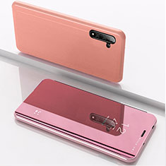 Custodia Portafoglio In Pelle Cover con Supporto Laterale Specchio Cover L02 per Samsung Galaxy Note 10 5G Oro Rosa