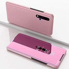 Custodia Portafoglio In Pelle Cover con Supporto Laterale Specchio Cover L03 per Huawei Nova 5 Oro Rosa