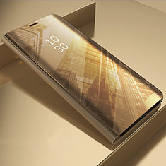 Custodia Portafoglio In Pelle Cover con Supporto Laterale Specchio Cover L03 per Samsung Galaxy A21 European Oro