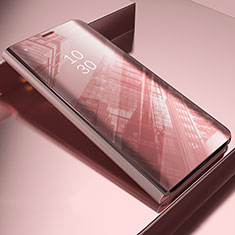 Custodia Portafoglio In Pelle Cover con Supporto Laterale Specchio Cover L03 per Samsung Galaxy A30S Oro Rosa