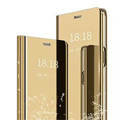 Custodia Portafoglio In Pelle Cover con Supporto Laterale Specchio Cover L04 per Huawei Mate 20 Pro Oro
