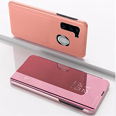 Custodia Portafoglio In Pelle Cover con Supporto Laterale Specchio Cover L04 per Samsung Galaxy M11 Oro Rosa