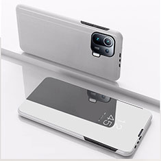 Custodia Portafoglio In Pelle Cover con Supporto Laterale Specchio Cover L04 per Xiaomi Mi 11 Pro 5G Argento