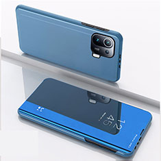 Custodia Portafoglio In Pelle Cover con Supporto Laterale Specchio Cover L04 per Xiaomi Mi 11 Pro 5G Blu