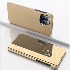 Custodia Portafoglio In Pelle Cover con Supporto Laterale Specchio Cover L04 per Xiaomi Mi 11 Pro 5G Oro