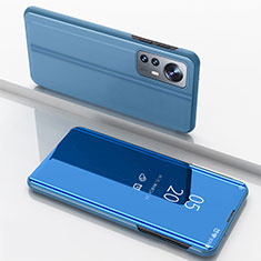 Custodia Portafoglio In Pelle Cover con Supporto Laterale Specchio Cover L04 per Xiaomi Mi 12S 5G Blu