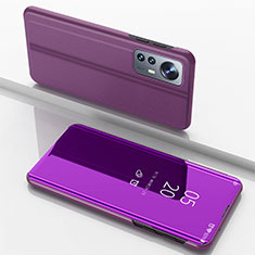 Custodia Portafoglio In Pelle Cover con Supporto Laterale Specchio Cover L04 per Xiaomi Mi 12S Pro 5G Viola