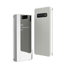 Custodia Portafoglio In Pelle Cover con Supporto Laterale Specchio Cover L05 per Samsung Galaxy S10 5G Argento