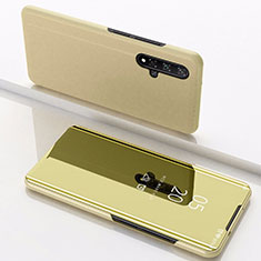 Custodia Portafoglio In Pelle Cover con Supporto Laterale Specchio Cover M01 per Huawei Honor 20S Oro