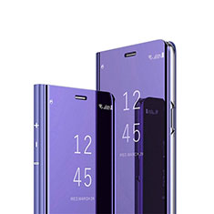 Custodia Portafoglio In Pelle Cover con Supporto Laterale Specchio Cover M01 per Huawei P Smart+ Plus (2019) Viola