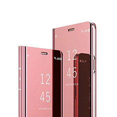 Custodia Portafoglio In Pelle Cover con Supporto Laterale Specchio Cover M01 per Huawei P30 Lite New Edition Oro Rosa