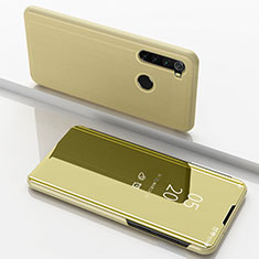 Custodia Portafoglio In Pelle Cover con Supporto Laterale Specchio Cover M01 per Xiaomi Redmi Note 8 (2021) Oro