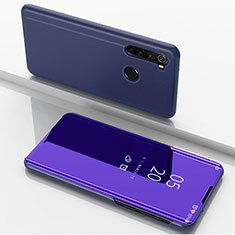 Custodia Portafoglio In Pelle Cover con Supporto Laterale Specchio Cover M01 per Xiaomi Redmi Note 8 (2021) Viola