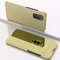 Custodia Portafoglio In Pelle Cover con Supporto Laterale Specchio Cover M02 per Huawei Honor V30 5G Oro
