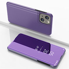 Custodia Portafoglio In Pelle Cover con Supporto Laterale Specchio Cover per Apple iPhone 13 Viola