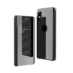 Custodia Portafoglio In Pelle Cover con Supporto Laterale Specchio Cover per Apple iPhone Xs Nero