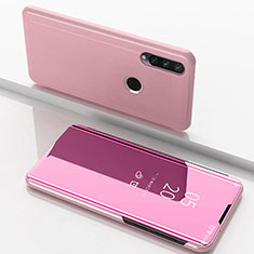 Custodia Portafoglio In Pelle Cover con Supporto Laterale Specchio Cover per Huawei Enjoy 10 Plus Oro Rosa