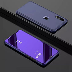 Custodia Portafoglio In Pelle Cover con Supporto Laterale Specchio Cover per Huawei Enjoy 9 Viola