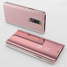 Custodia Portafoglio In Pelle Cover con Supporto Laterale Specchio Cover per Huawei G10 Oro Rosa