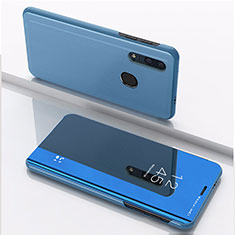 Custodia Portafoglio In Pelle Cover con Supporto Laterale Specchio Cover per Huawei Honor 20E Blu