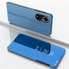 Custodia Portafoglio In Pelle Cover con Supporto Laterale Specchio Cover per Huawei Honor 50 5G Blu