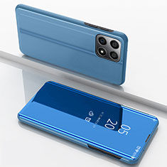 Custodia Portafoglio In Pelle Cover con Supporto Laterale Specchio Cover per Huawei Honor 70 Lite 5G Blu