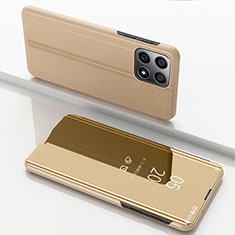 Custodia Portafoglio In Pelle Cover con Supporto Laterale Specchio Cover per Huawei Honor 70 Lite 5G Oro