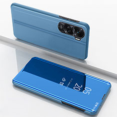 Custodia Portafoglio In Pelle Cover con Supporto Laterale Specchio Cover per Huawei Honor 90 Lite 5G Blu
