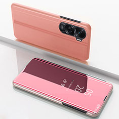 Custodia Portafoglio In Pelle Cover con Supporto Laterale Specchio Cover per Huawei Honor 90 Lite 5G Oro Rosa