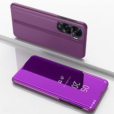 Custodia Portafoglio In Pelle Cover con Supporto Laterale Specchio Cover per Huawei Honor 90 Lite 5G Viola