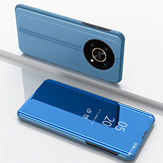 Custodia Portafoglio In Pelle Cover con Supporto Laterale Specchio Cover per Huawei Honor Magic4 Lite 5G Blu