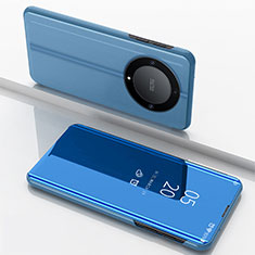 Custodia Portafoglio In Pelle Cover con Supporto Laterale Specchio Cover per Huawei Honor Magic5 Lite 5G Blu