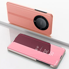 Custodia Portafoglio In Pelle Cover con Supporto Laterale Specchio Cover per Huawei Honor Magic6 Lite 5G Oro Rosa