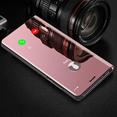 Custodia Portafoglio In Pelle Cover con Supporto Laterale Specchio Cover per Huawei Honor V30 Pro 5G Oro Rosa