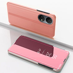 Custodia Portafoglio In Pelle Cover con Supporto Laterale Specchio Cover per Huawei Honor X7 Oro Rosa