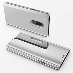 Custodia Portafoglio In Pelle Cover con Supporto Laterale Specchio Cover per Huawei Mate 10 Lite Argento