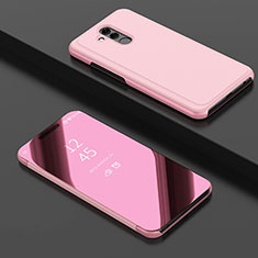 Custodia Portafoglio In Pelle Cover con Supporto Laterale Specchio Cover per Huawei Mate 20 Lite Oro Rosa