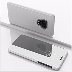Custodia Portafoglio In Pelle Cover con Supporto Laterale Specchio Cover per Huawei Nova 5i Pro Argento
